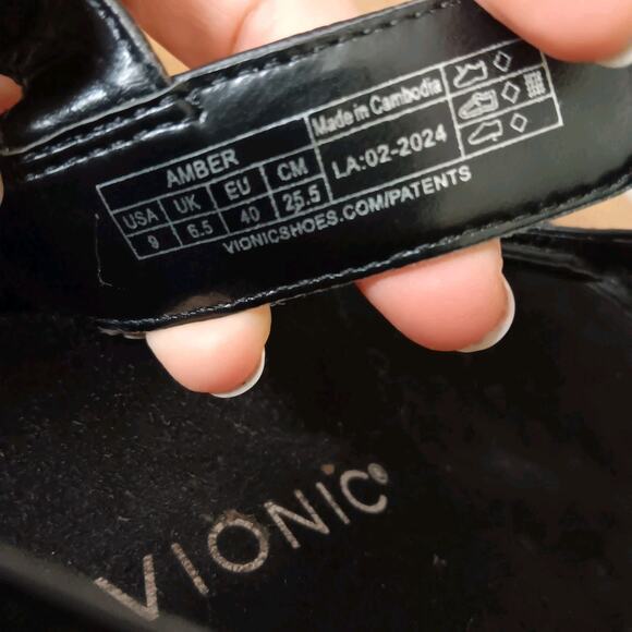 Vionic Amber Black 3 Strap Adjustable Faux Croc Slingback Sandals Women's 9 - Picture 8 of 10